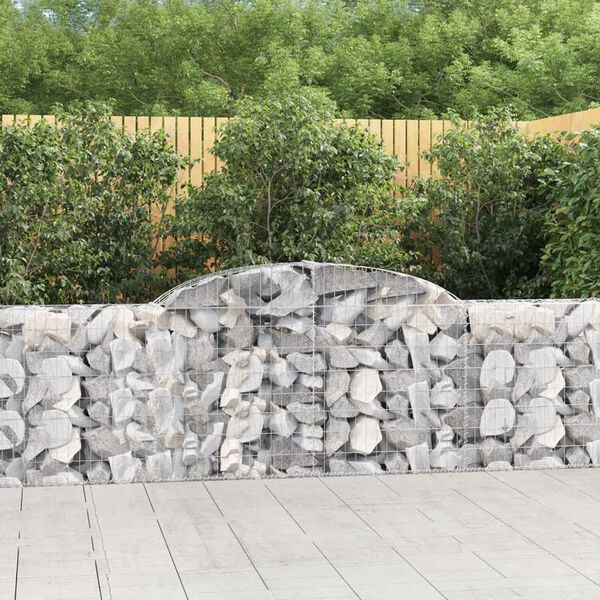 vidaXL buede gabionkurve 25 stk. 300x30x80/100 cm galvaniseret jern