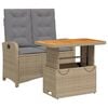 vidaXL spisebordss&aelig;t til haven 2 dele med hynder polyrattan beige
