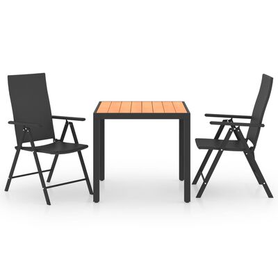 vidaXL spisebordssæt til haven 3 dele sort og brun