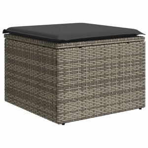 vidaXL haveskammel med hynde 55x55x37 cm polyrattan gr&aring;