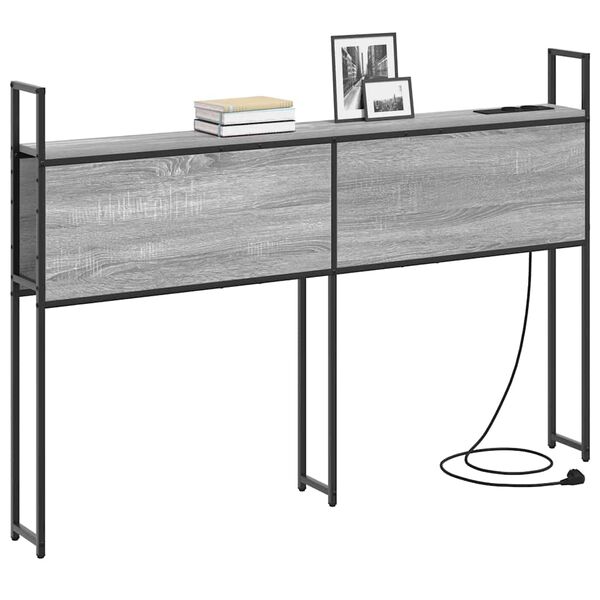 vidaXL Opbevaringshovedgavl med Opladningsstation Gr&aring; sonoma-eg