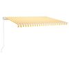 vidaXL markise m. LED-lys 450x350 cm manuel betjening gul og hvid