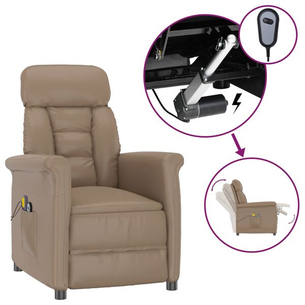 vidaXL eldrevet massagestol kunstl&aelig;der cappuccino