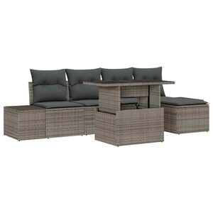 vidaXL Havesofa S&aelig;t med pude med opbevaring 6 pcs Gr&aring; polyrattan