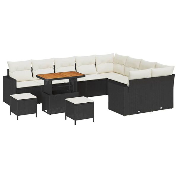 vidaXL Havesofa S&aelig;t 12 pcs Sort polyrattan