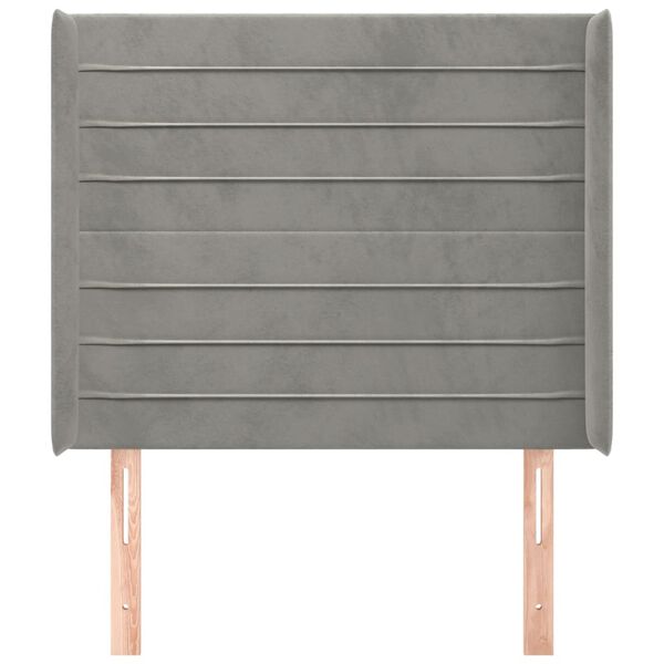 vidaXL sengegavl med kanter 103x16x118/128 cm fl&oslash;jl lysegr&aring;