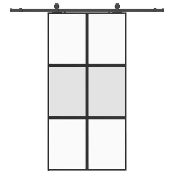 vidaXL skyded&oslash;r med hardwares&aelig;t 102,5x205 cm h&aelig;rdet glas sort