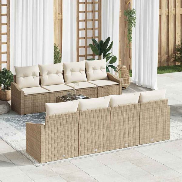 vidaXL Sofa Sæt med pude 7 pcs Beige og creme polyrattan