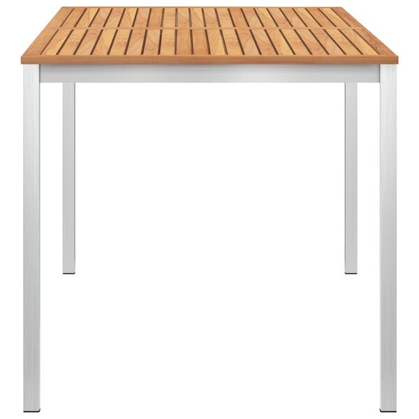 vidaXL havespisebord 150x150x75 cm massivt teaktræ og rustfrit stål