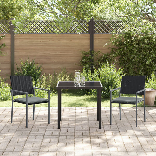 vidaXL Have Spisebordssæt 3 pcs Sort Poly rattan