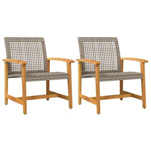 vidaXL havestole 2 stk. polyrattan og akacietr&aelig; gr&aring;