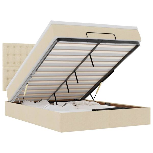 vidaXL osmannisk sengeramme med madras 140x190 cm stof cremefarvet