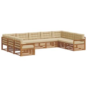 vidaXL Udend&oslash;rs sofagruppe 9 pcs Naturlig og Beige Massivt Akacietr&aelig;