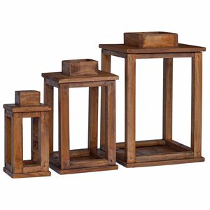 vidaXL Lanterne 3 stk. Naturfarvet 30 x 30 x 44 cm Mahogni Tr&aelig;