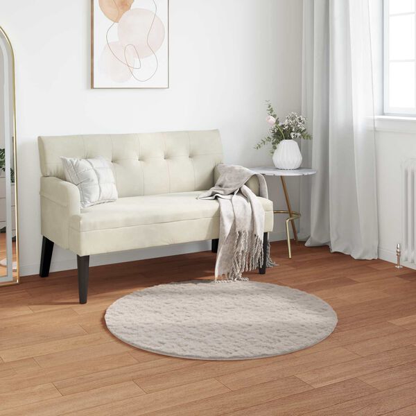 vidaXL Faux Kanin Pels T&aelig;ppe Olite Beige &Oslash; 100 cm Polyester
