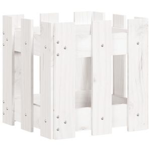 vidaXL plantekasse med stakitdesign 30x30x30 cm massivt fyrretr&aelig; hvid