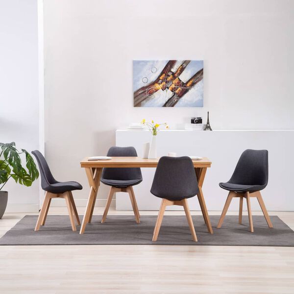 vidaXL spisebordsstole 4 stk. stof m&oslash;rkegr&aring;