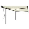 vidaXL markise med LED-lys 4x3,5 m manuel betjening cremefarvet