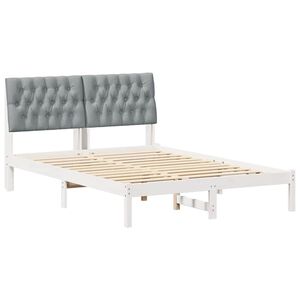vidaXL Sengestel med Polstret Hovedgavl Hvid 135 x 190 cm