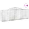 vidaXL buede gabionkurve 20 stk. 300x50x100/120 cm galvaniseret jern