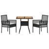 vidaXL Have Spisebordssæt 3 pcs Sort Poly rattan