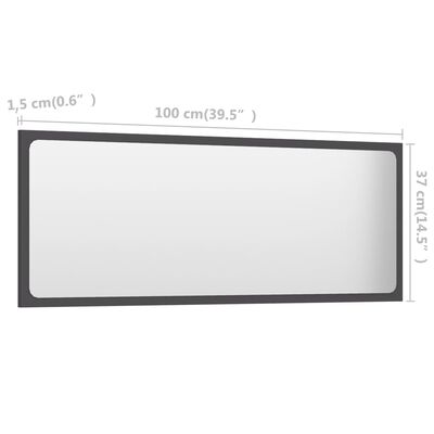 vidaXL badeværelsesspejl 100x1,5x37 cm spånplade grå