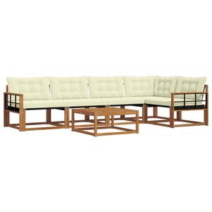 vidaXL Udend&oslash;rs sofagruppe med pude 6 pcs Naturlig og Fl&oslash;de