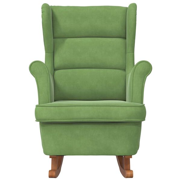 vidaXL gyngestol med rygl&aelig;n lysegr&oslash;n fl&oslash;jl og massivt tr&aelig;