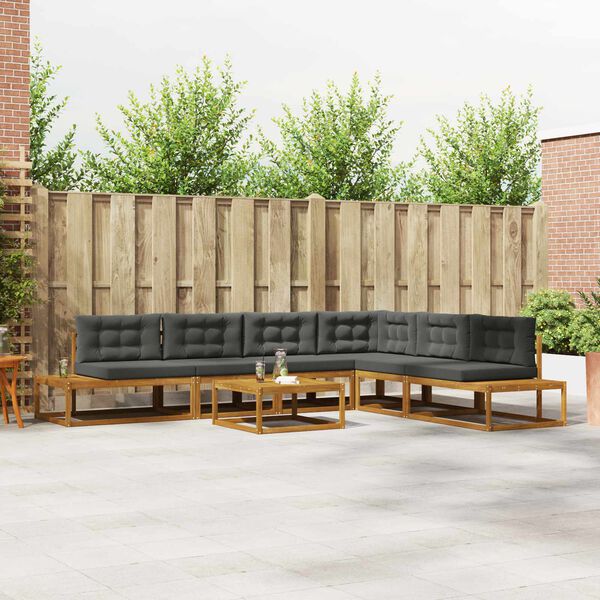 vidaXL Udend&oslash;rs sofagruppe 7 Stk Naturlig og Antracit