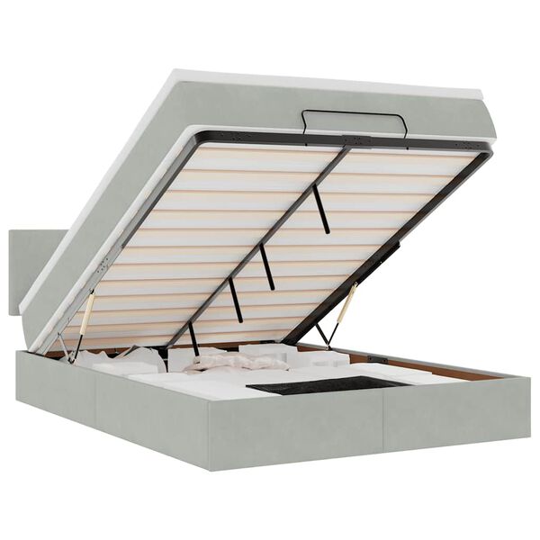 vidaXL osmannisk sengeramme med madras 140x200 cm fl&oslash;jl lysegr&aring;