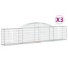 vidaXL buede gabionkurve 3 stk. 300x30x60/80 cm galvaniseret jern