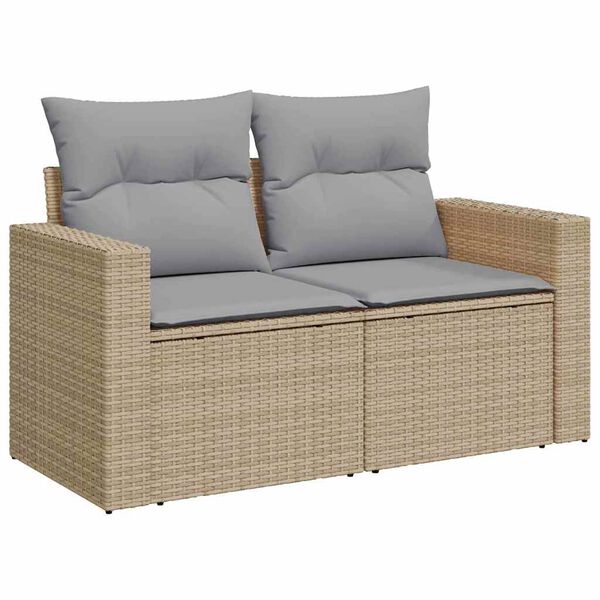 vidaXL Havesofa S&aelig;t med pude 12 pcs Beige og lys gr&aring; polyrattan
