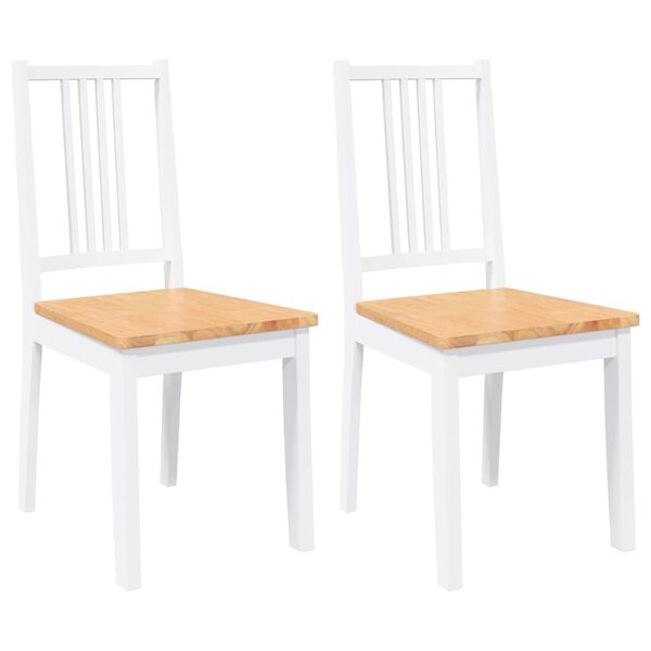 vidaXL spisebordsstole 2 stk. massivt gummitræ hvid