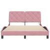 vidaXL sengeramme med LED uden madras 140x190 cm velour pink
