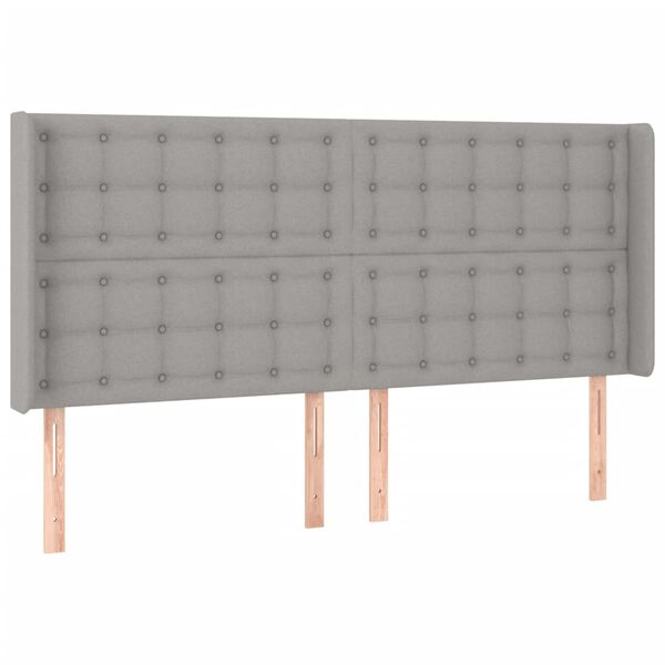vidaXL sengegavl med LED-lys 203x16x118/128 cm stof lysegr&aring;