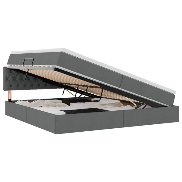 vidaXL Seng med opbevaring og madras med madras M&oslash;rkegr&aring; 200 x 200 cm