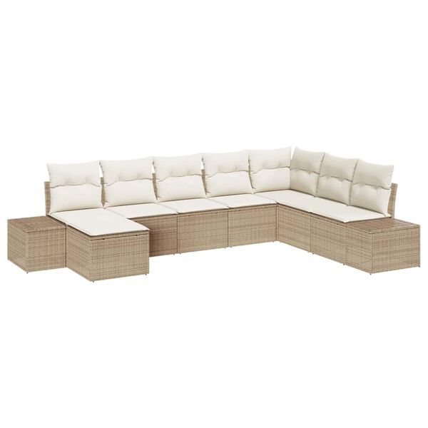 vidaXL Havesofa S&aelig;t med pude 8 pcs Beige og creme polyrattan