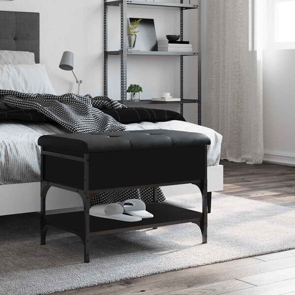 vidaXL skob&aelig;nk 62x42x45 cm konstrueret tr&aelig; sort