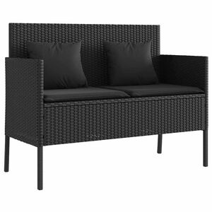 vidaXL haveb&aelig;nk med hynder polyrattan sort