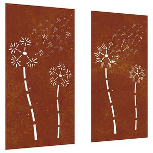vidaXL udend&oslash;rs v&aelig;gdekoration 2 dele 105x55 cm blomster cortenst&aring;l
