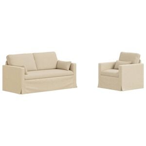 vidaXL Sofa S&aelig;t 2 stk. Creme Stof