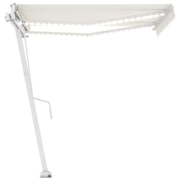vidaXL markise med LED+vindsensor 350x250 cm automatisk cremefarvet