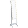vidaXL fritst&aring;ende spejl med LED 34x37x146 cm hvid