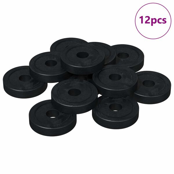 vidaXL velegnet til flade skiver 12 pcs Sort &empty;15 x 3 mm PVC Copolymer