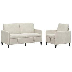 vidaXL Sofa s&aelig;t med opbevaring 2 stk. Cremefarvet Polyester