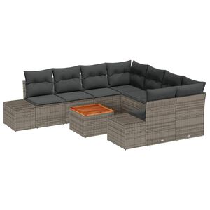vidaXL Havesofa S&aelig;t 9 stk. Gr&aring; polyrattan