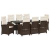 vidaXL Have Spisebordss&aelig;t med pude 9 pcs Brun polyrattan