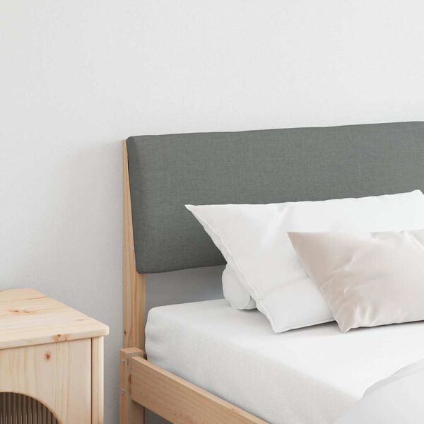 vidaXL Polstret sengegavl M&oslash;rkegr&aring; 200 cm Massiv fyrretr&aelig;