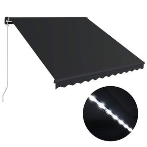 vidaXL markise m. LED-lys 300x250 cm manuel betjening antracitgr&aring;