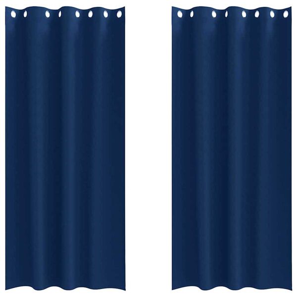 vidaXL M&oslash;rkl&aelig;gningsgardiner med ringe 2 pcs M&oslash;rk bl&aring; 260 x 140 cm